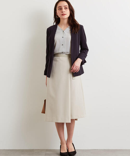 green label relaxing(グリーンレーベルリラクシング)の「D グログラン ベルト フレア スカート(スカート・レディース・ターコイズブルー/ベージュ/ネイビー・38/36)」の8枚目の写真