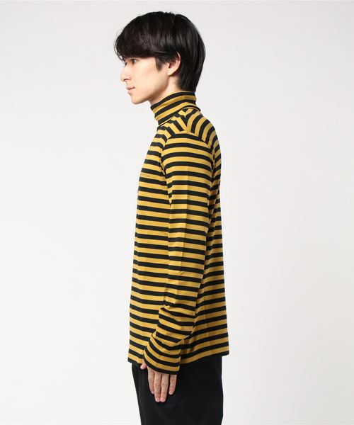 JOHN LAWRENCE SULLIVAN(ジョンローレンスサリバン)の「STRIPED COTTON TURTLE NECK TOP(Tシャツ/カットソー・メンズ・グレー/イエロー・SMALL/MEDIUM)」の3枚目の写真
