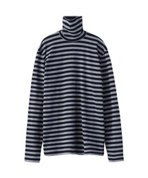 JOHN LAWRENCE SULLIVAN | STRIPED COTTON TURTLE NECK TOP(Tシャツ/カットソー)
