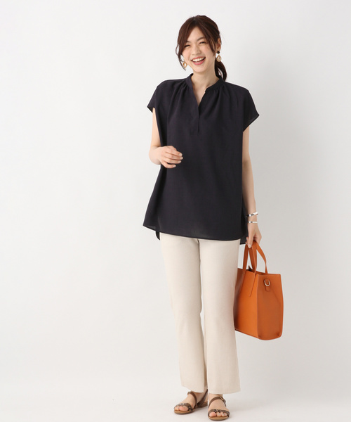 GLOBAL WORK(グローバルワーク)の「リネンライクスキッパーシャツ/834800(シャツ/ブラウス・レディース・ブルー/ホワイト/ベージュ/ダークブルー・LARGE/MEDIUM)」の5枚目の写真