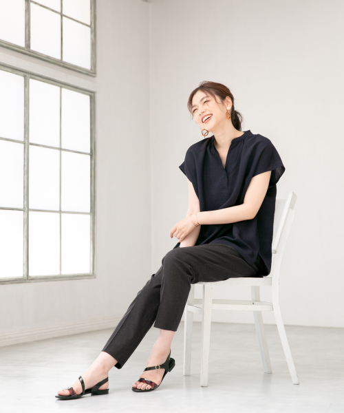 GLOBAL WORK(グローバルワーク)の「リネンライクスキッパーシャツ/834800(シャツ/ブラウス・レディース・ブルー/ホワイト/ベージュ/ダークブルー・LARGE/MEDIUM)」の21枚目の写真