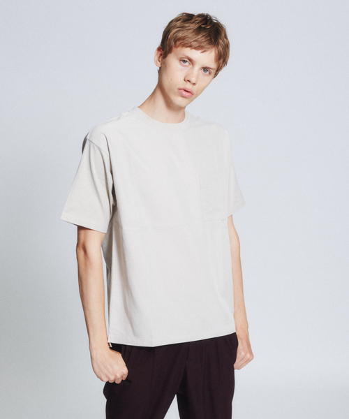 ABAHOUSE（アバハウス）の「布帛コンビ半袖Tシャツ（Tシャツ/カットソー・メンズ・サックスブルー/スモークピンク/グレイッシュベージュ・44/46/48）」の2枚目の写真
