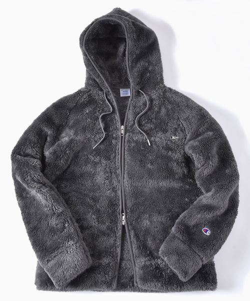 Champion(チャンピオン)の「Champion×SHIPS: 別注 シェルパフリース ラグランフーディージャケット(パーカ)(ブルゾン・メンズ・チャコールグレー/キャメル/ブラック/ネイビー・MEDIUM/X-LARGE/SMALL/LARGE)」の6枚目の写真