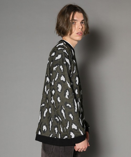 Revo.(レボ)の「Revo. レオパード柄 ジャガード ニットソー(ニット/セーター)」|オリーブ