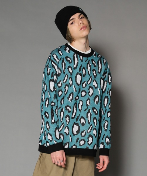 Revo.(レボ)の「Revo. レオパード柄 ジャガード ニットソー(ニット/セーター)」|サックスブルー