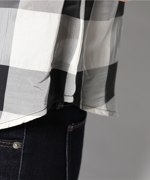 CIAOPANIC（チャオパニック）の「【Ciaopanic】　シフォンチェックP/O（シャツ/ブラウス・レディース・ホワイト/ブラック・FREE）」の10枚目の写真