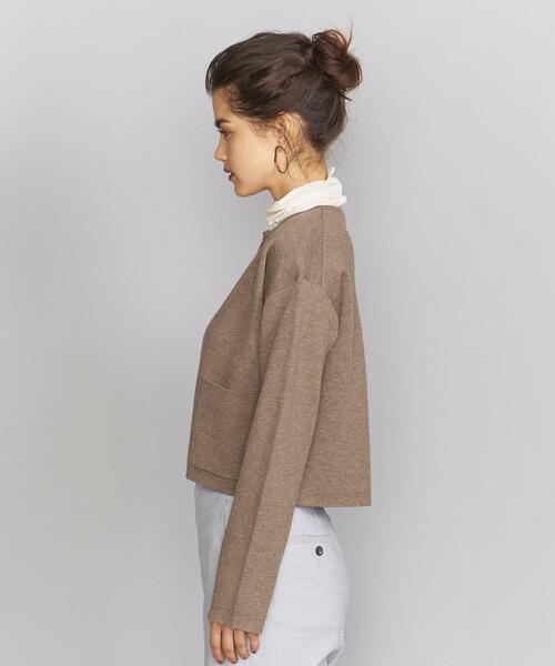 BEAUTY&YOUTH UNITED ARROWS（ビューティーアンドユースユナイテッドアローズ）の「BY ウールコットンダブルフェイスノーカラーショートカーディガン ◆（カーディガン/ボレロ・レディース・モカ/ネイビー/オフホワイト・FREE）」の14枚目の写真