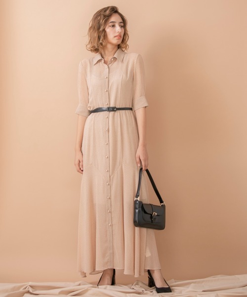 ドット柄シフォンシャツドレスワンピース スカートワンピース 結婚式 お呼ばれや成人式 同窓会ワンピース パーティードレス ドレス Leja レジャ のファッション通販 Zozotown