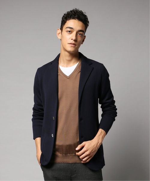LARDINI(ラルディーニ)の「LARDINI ミラノリブニットジャケット(テーラードジャケット)」|ネイビー