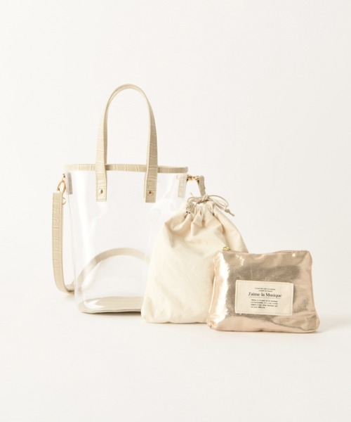 one after another NICE CLAUP（ワンアフターアナザーナイスクラップ）の「3点セットPVCバッグ（ショルダーバッグ・レディース・カーキ/アイボリー/モカ・FREE）」の5枚目の写真