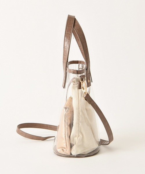 one after another NICE CLAUP（ワンアフターアナザーナイスクラップ）の「3点セットPVCバッグ（ショルダーバッグ・レディース・カーキ/アイボリー/モカ・FREE）」の7枚目の写真