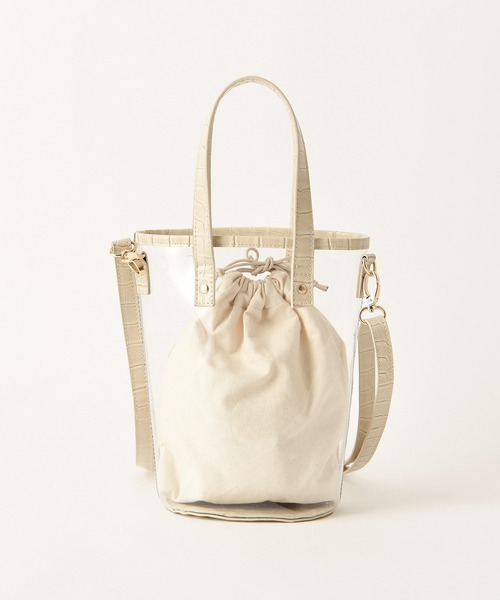 one after another NICE CLAUP（ワンアフターアナザーナイスクラップ）の「3点セットPVCバッグ（ショルダーバッグ・レディース・カーキ/アイボリー/モカ・FREE）」の10枚目の写真