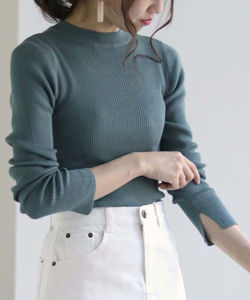 HER CLOSET（ハークローゼット）の「(入荷無し)【shemoshelly】袖スリットロングスリーブクルーネックリブニット（ニット/セーター・レディース・ライトグレー/ブラック/オフホワイト/ラベンダー/グリーン系その他/イエロー系その他・M）」の17枚目の写真