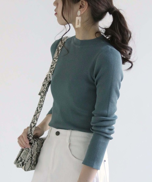 HER CLOSET（ハークローゼット）の「(入荷無し)【shemoshelly】袖スリットロングスリーブクルーネックリブニット（ニット/セーター・レディース・ライトグレー/ブラック/オフホワイト/ラベンダー/グリーン系その他/イエロー系その他・M）」の18枚目の写真