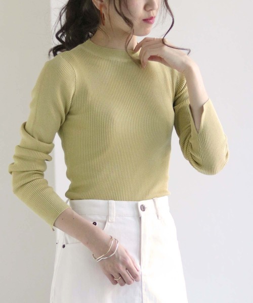 HER CLOSET（ハークローゼット）の「(入荷無し)【shemoshelly】袖スリットロングスリーブクルーネックリブニット（ニット/セーター・レディース・ライトグレー/ブラック/オフホワイト/ラベンダー/グリーン系その他/イエロー系その他・M）」の20枚目の写真