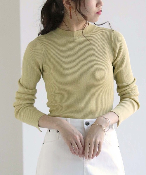 HER CLOSET（ハークローゼット）の「(入荷無し)【shemoshelly】袖スリットロングスリーブクルーネックリブニット（ニット/セーター・レディース・ライトグレー/ブラック/オフホワイト/ラベンダー/グリーン系その他/イエロー系その他・M）」の14枚目の写真