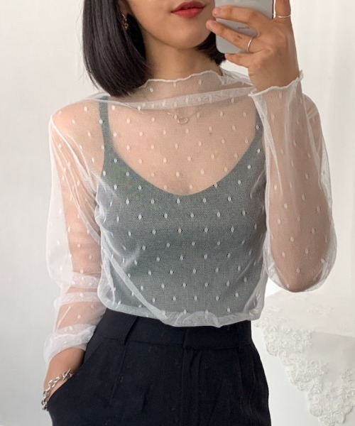 By Muni R バイ ムニール の ドットシースルー ブラウス シャツ ブラウス Wear