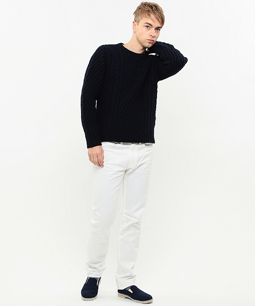 BEAMS LIGHTS Men's(ビームスライツ メンズ)の「BEAMS LIGHTS / 3ゲージケーブルニット(ニット/セーター・メンズ・オフホワイト/レッド/グレー/ネイビー・LARGE/SMALL/X-LARGE/MEDIUM)」の9枚目の写真