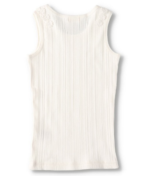 BRANSHES（ブランシェス）の「お花レース使いテレコタンクトップ（タンクトップ・キッズ・杢グレー/オフホワイト・100cm/110cm/90cm/80ｃｍ/130cm/140cm/150cm/120cm）」の3枚目の写真