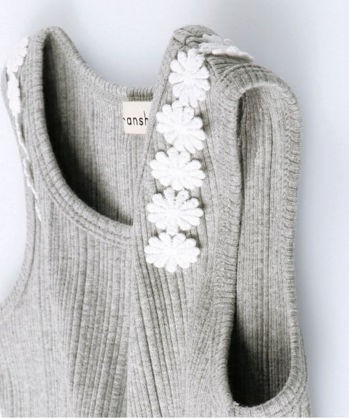 BRANSHES（ブランシェス）の「お花レース使いテレコタンクトップ（タンクトップ・キッズ・杢グレー/オフホワイト・100cm/110cm/90cm/80ｃｍ/130cm/140cm/150cm/120cm）」の9枚目の写真