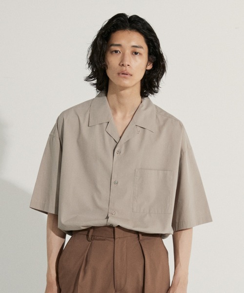 WYM LIDNM（ウィム バイ リドム）の「TENCEL/COTTON OPEN COLLAR SHIRT/オープンカラーシャツ（シャツ/ブラウス・メンズ・ベージュ/ネイビー/スモークグレー/グレー系その他/パープル系その他/オレンジ系その他・M/L）」の3枚目の写真