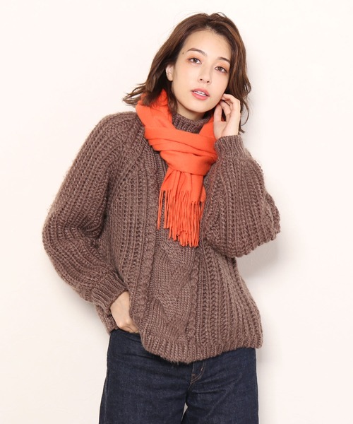 sankyo shokai(サンキョウショウカイ)の「カシミヤ100%マフラー(マフラー・レディース・ピンク/オレンジ/ハウンドトゥース/アイボリー・FREE)」の15枚目の写真