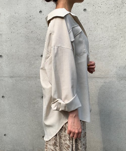 FUN.TRINITY（ファン トリニティー）の「カラービッグシャツ（シャツ/ブラウス・レディース・アイボリー/オフホワイト/ベージュ/ミント・M）」の6枚目の写真