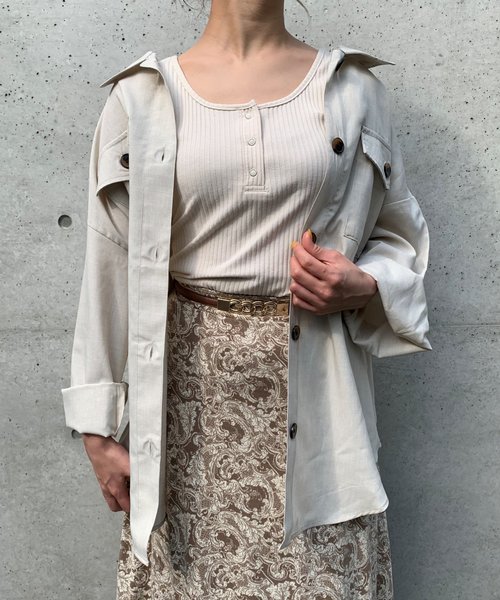 FUN.TRINITY（ファン トリニティー）の「カラービッグシャツ（シャツ/ブラウス・レディース・アイボリー/オフホワイト/ベージュ/ミント・M）」の17枚目の写真