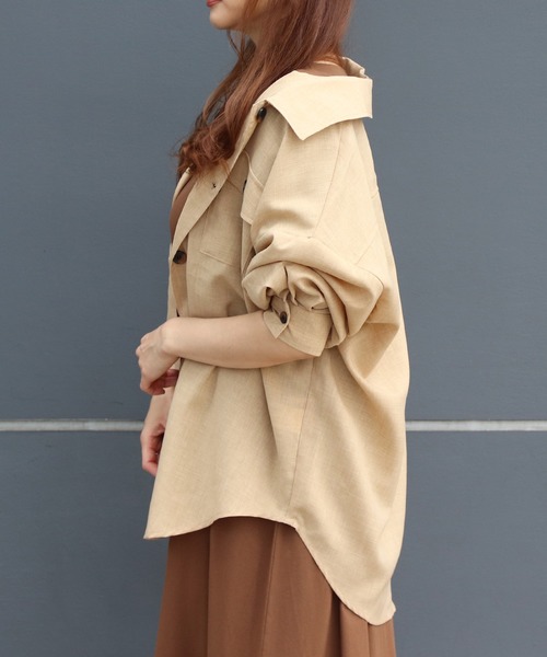 FUN.TRINITY（ファン トリニティー）の「カラービッグシャツ（シャツ/ブラウス・レディース・アイボリー/オフホワイト/ベージュ/ミント・M）」の16枚目の写真