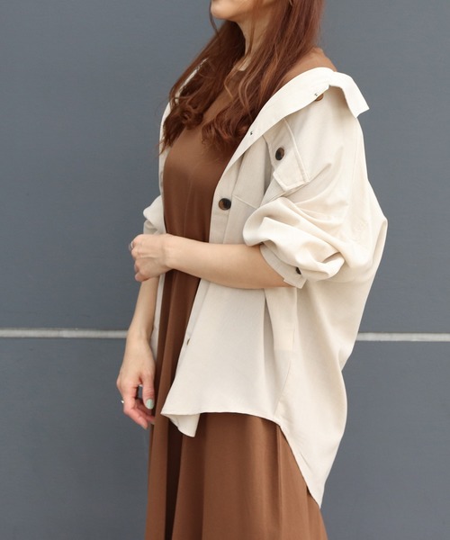 FUN.TRINITY（ファン トリニティー）の「カラービッグシャツ（シャツ/ブラウス・レディース・アイボリー/オフホワイト/ベージュ/ミント・M）」の19枚目の写真