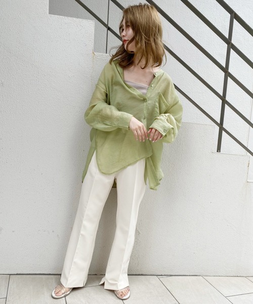 one after another NICE CLAUP（ワンアフターアナザーナイスクラップ）の「カラ―スラックスパンツ（スラックス・レディース・アイボリー/モカ/オリーブ/ブルー/ピンク・SMALL/MEDIUM）」の10枚目の写真