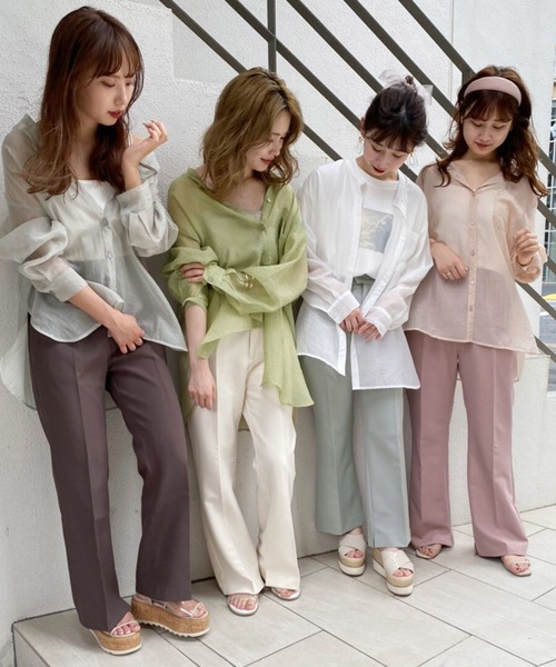 one after another NICE CLAUP（ワンアフターアナザーナイスクラップ）の「カラ―スラックスパンツ（スラックス・レディース・アイボリー/モカ/オリーブ/ブルー/ピンク・SMALL/MEDIUM）」の14枚目の写真