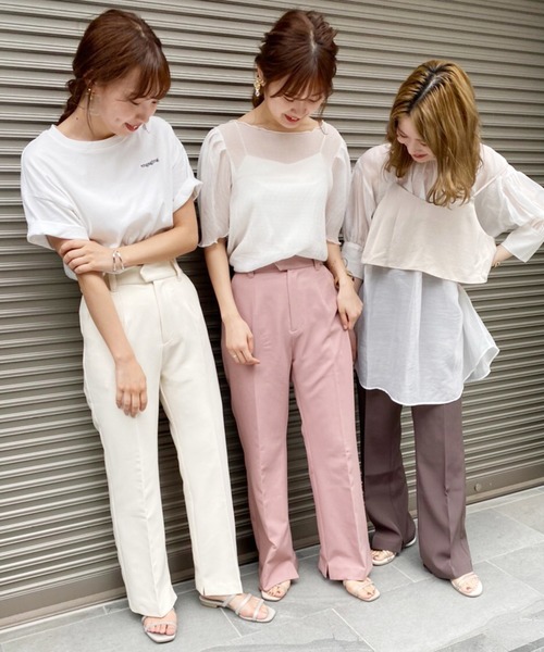 one after another NICE CLAUP（ワンアフターアナザーナイスクラップ）の「カラ―スラックスパンツ（スラックス・レディース・アイボリー/モカ/オリーブ/ブルー/ピンク・SMALL/MEDIUM）」の17枚目の写真