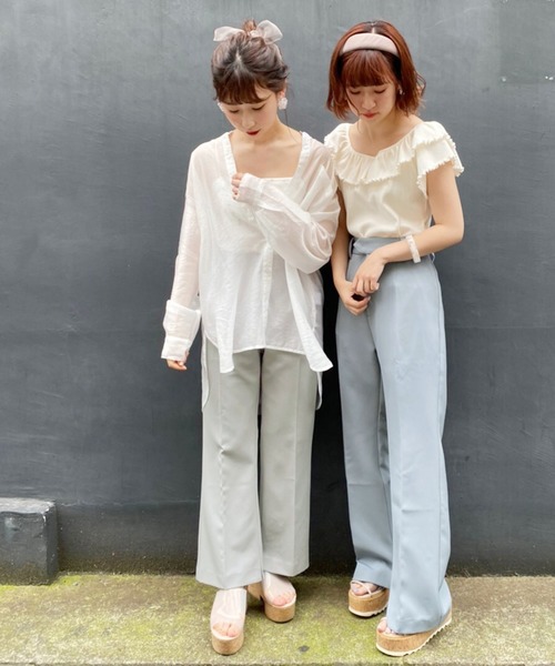 one after another NICE CLAUP（ワンアフターアナザーナイスクラップ）の「カラ―スラックスパンツ（スラックス・レディース・アイボリー/モカ/オリーブ/ブルー/ピンク・SMALL/MEDIUM）」の13枚目の写真