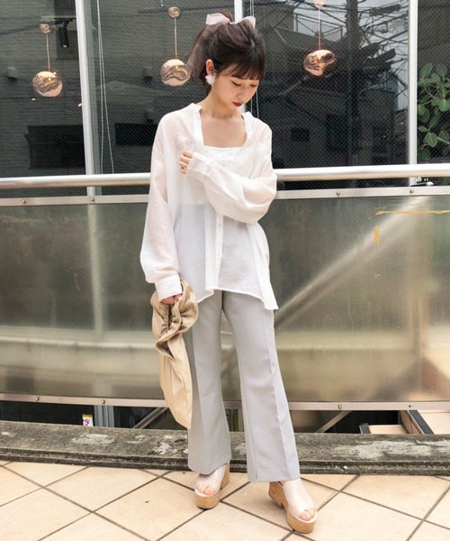 one after another NICE CLAUP（ワンアフターアナザーナイスクラップ）の「カラ―スラックスパンツ（スラックス・レディース・アイボリー/モカ/オリーブ/ブルー/ピンク・SMALL/MEDIUM）」の6枚目の写真