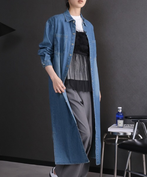 新品♡KP ライトデニムシャツワンピース　160 ニットプランナー セール】デニムシャツロングワンピース（シャツワンピース