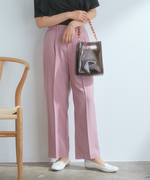 VIS(ビス)の「【EASY CARE】センタープレスカラーセミワイドスラックス<WEB限定>(スラックス)」|ピンク