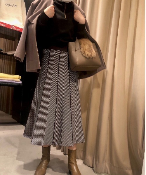 INTERPLANET（インタープラネット）の「配色柄ニットスカート（スカート・レディース・ブラウン/ブラック・FREE）」の7枚目の写真