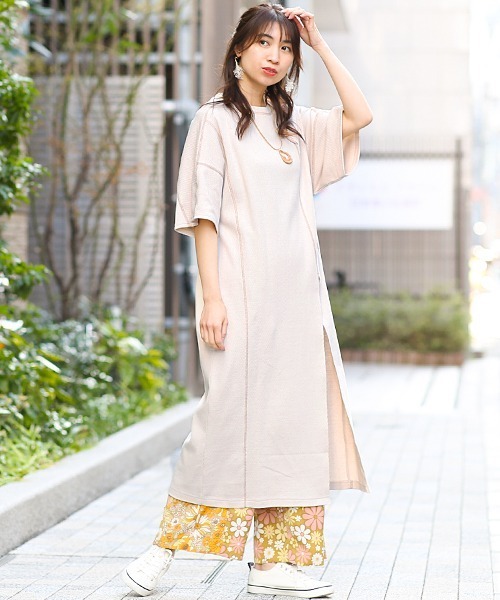 チチカカ（チチカカ）の「ステッチカラーハニカムワンピース（ワンピース・レディース・ライム/ベージュ/ピンク・FREE）」の11枚目の写真