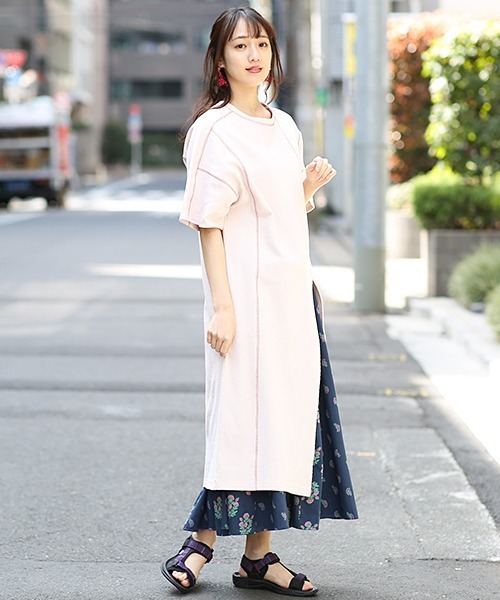 チチカカ（チチカカ）の「ステッチカラーハニカムワンピース（ワンピース・レディース・ライム/ベージュ/ピンク・FREE）」の18枚目の写真