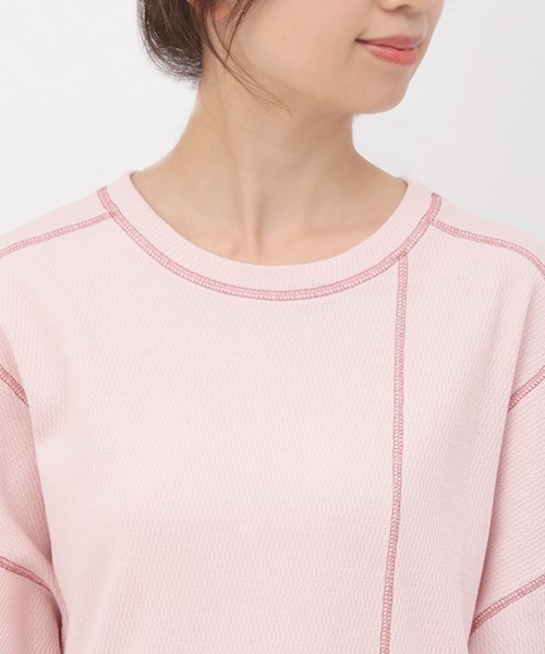 チチカカ（チチカカ）の「ステッチカラーハニカムワンピース（ワンピース・レディース・ライム/ベージュ/ピンク・FREE）」の7枚目の写真