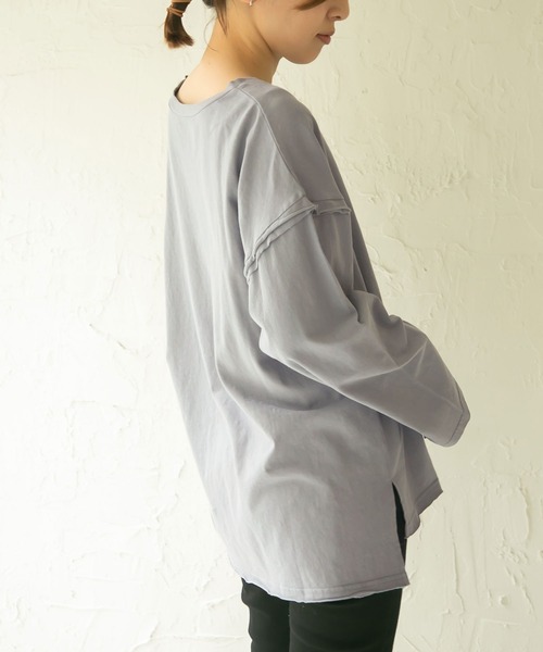 rectangle(レクタングル)の「カットオフコットンTシャツ(Tシャツ/カットソー・レディース・ブラック/ベージュ/オフホワイト/ブルー・FREE)」の4枚目の写真