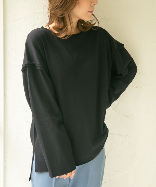 rectangle(レクタングル)の「カットオフコットンTシャツ(Tシャツ/カットソー・レディース・ブラック/ベージュ/オフホワイト/ブルー・FREE)」の2枚目の写真
