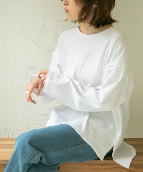 rectangle(レクタングル)の「カットオフコットンTシャツ(Tシャツ/カットソー・レディース・ブラック/ベージュ/オフホワイト/ブルー・FREE)」の17枚目の写真