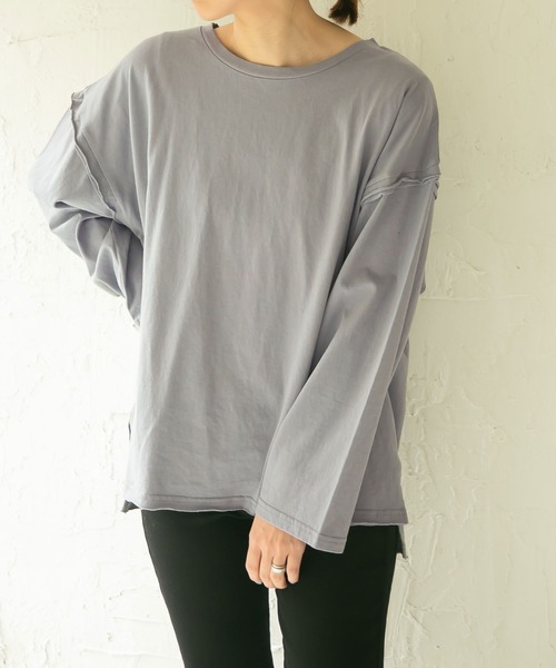 rectangle(レクタングル)の「カットオフコットンTシャツ(Tシャツ/カットソー・レディース・ブラック/ベージュ/オフホワイト/ブルー・FREE)」の7枚目の写真