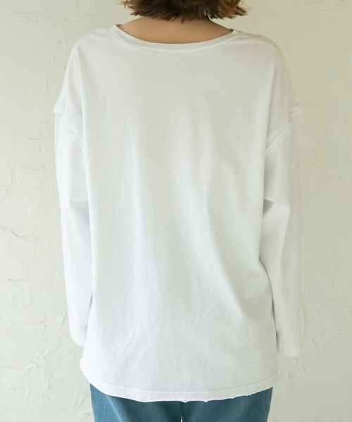 rectangle(レクタングル)の「カットオフコットンTシャツ(Tシャツ/カットソー・レディース・ブラック/ベージュ/オフホワイト/ブルー・FREE)」の16枚目の写真