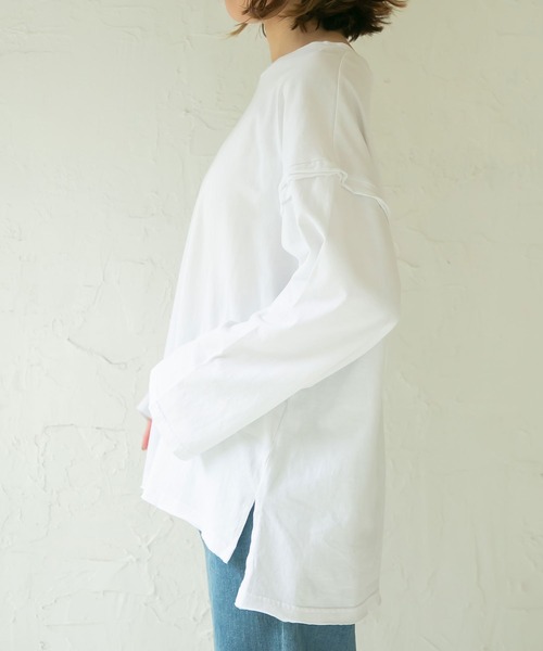 rectangle(レクタングル)の「カットオフコットンTシャツ(Tシャツ/カットソー・レディース・ブラック/ベージュ/オフホワイト/ブルー・FREE)」の14枚目の写真