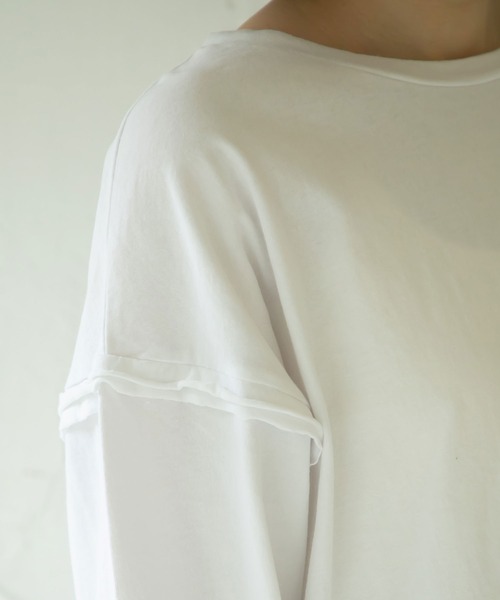 rectangle(レクタングル)の「カットオフコットンTシャツ(Tシャツ/カットソー・レディース・ブラック/ベージュ/オフホワイト/ブルー・FREE)」の12枚目の写真