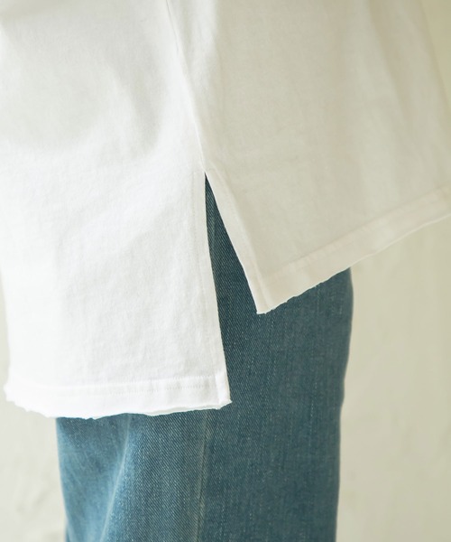 rectangle(レクタングル)の「カットオフコットンTシャツ(Tシャツ/カットソー・レディース・ブラック/ベージュ/オフホワイト/ブルー・FREE)」の8枚目の写真