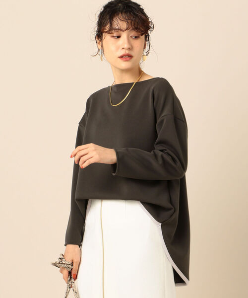 NOLLEY’S Sophi(ノーリーズソフィ)の「ダンボール配色プルオーバーカットソー(Tシャツ/カットソー・レディース・チャコールグレー/ベージュ/ホワイト・38/36)」の4枚目の写真